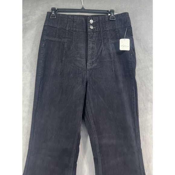 Free People Jayde Black High Rise Corduroy Flare Pants - Picture 4 of 12